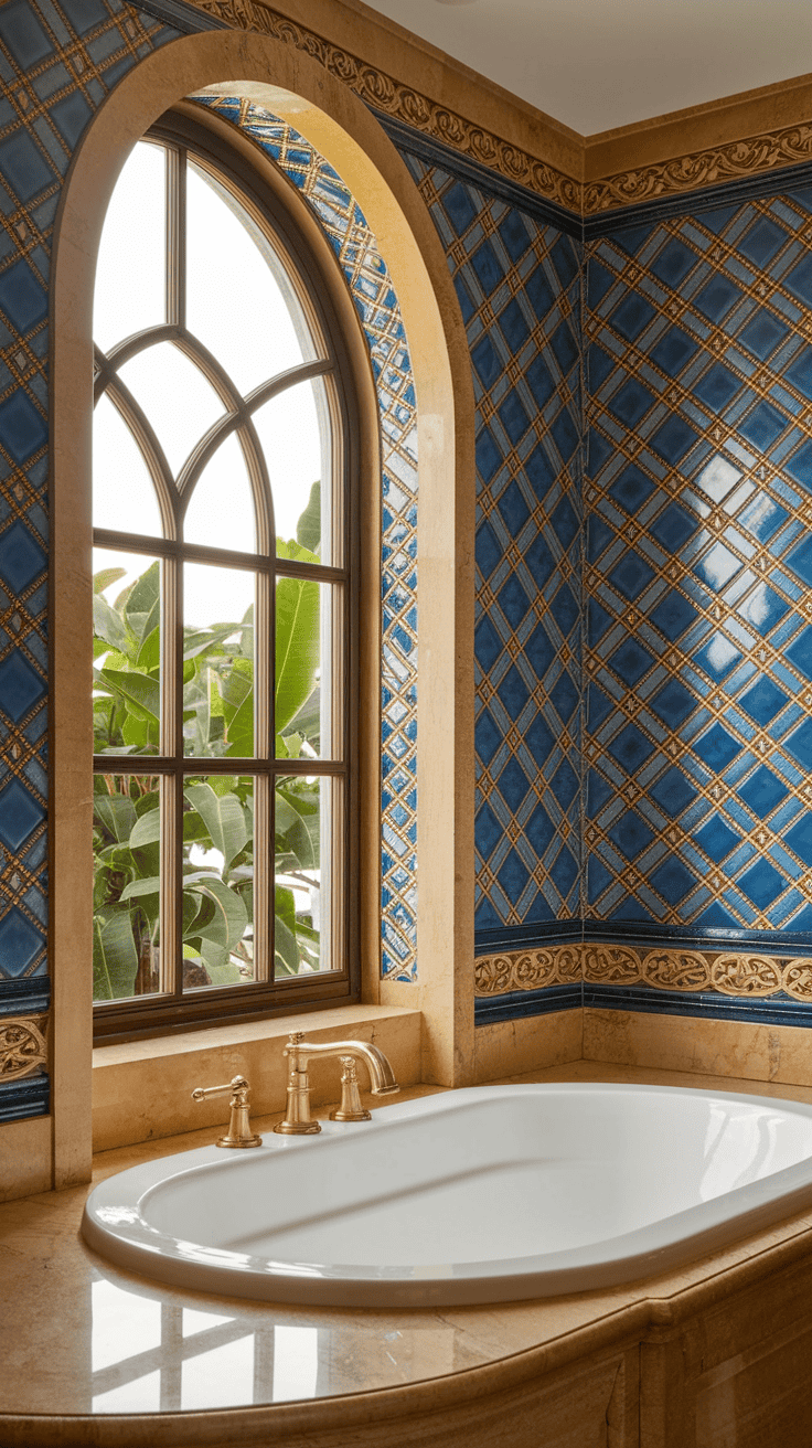 Mediterranean style bathroom inspired by a Moroccan hammam spa.