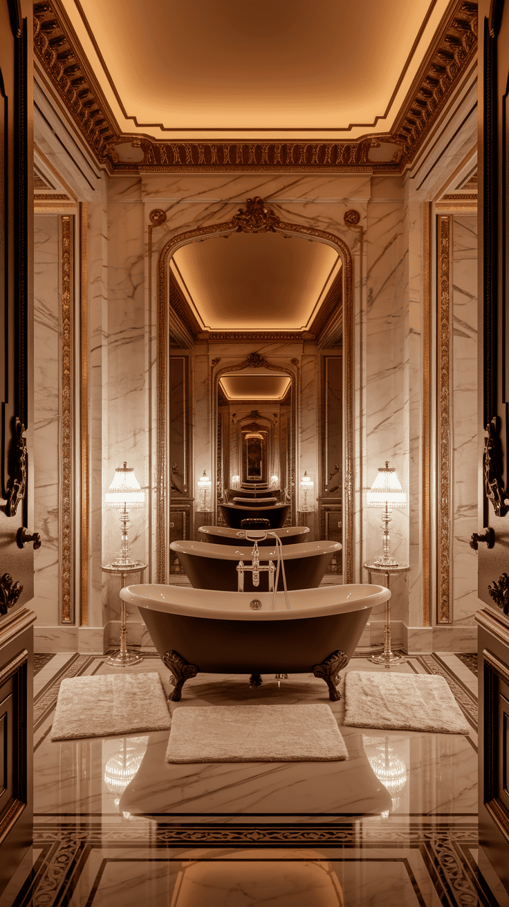 Mediterranean style bathroom in the luxury Italian Tuscan style villa.