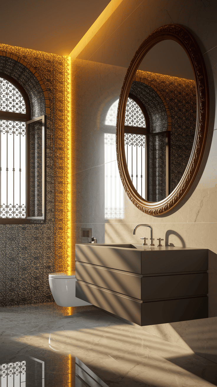 Mediterranean style bathroom with modern Mediterranean fusion.