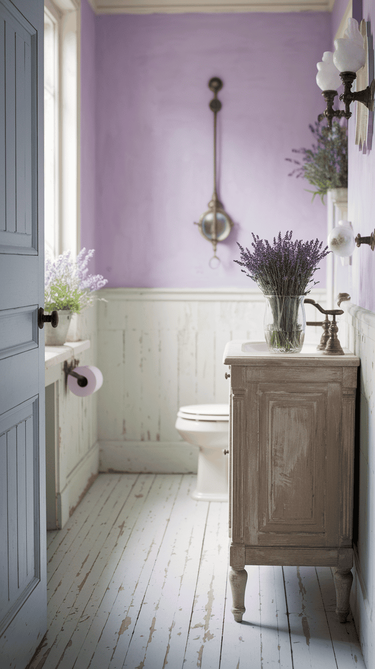 Mediterranean style bathroom evoking a Provençal French countryside escape.
