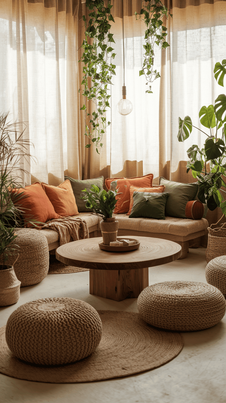 earthy boho living room