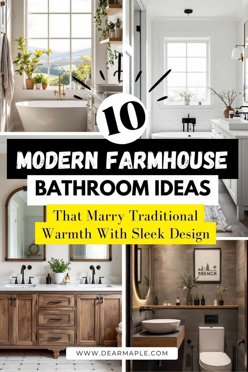 Picture of Pinterest pin of Modern farmhouse bathroom ideas