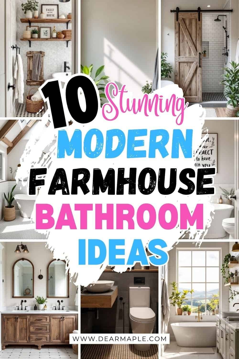 Pinterest pin of Modern Farmhouse Bathroom Ideas