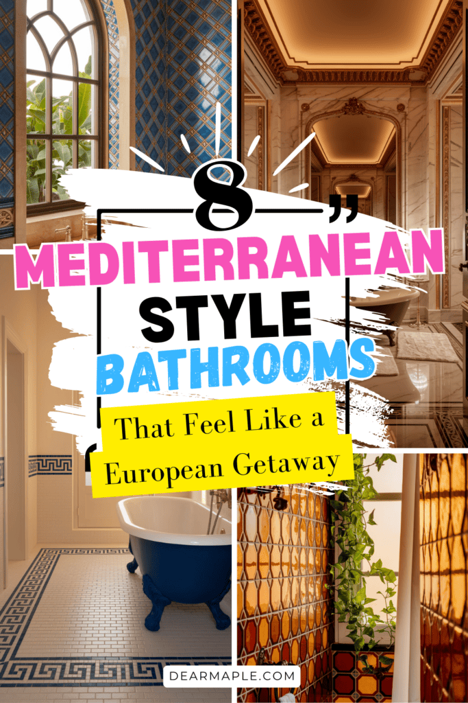 Pinterest pin of Mediterranean Style Bathrooms
