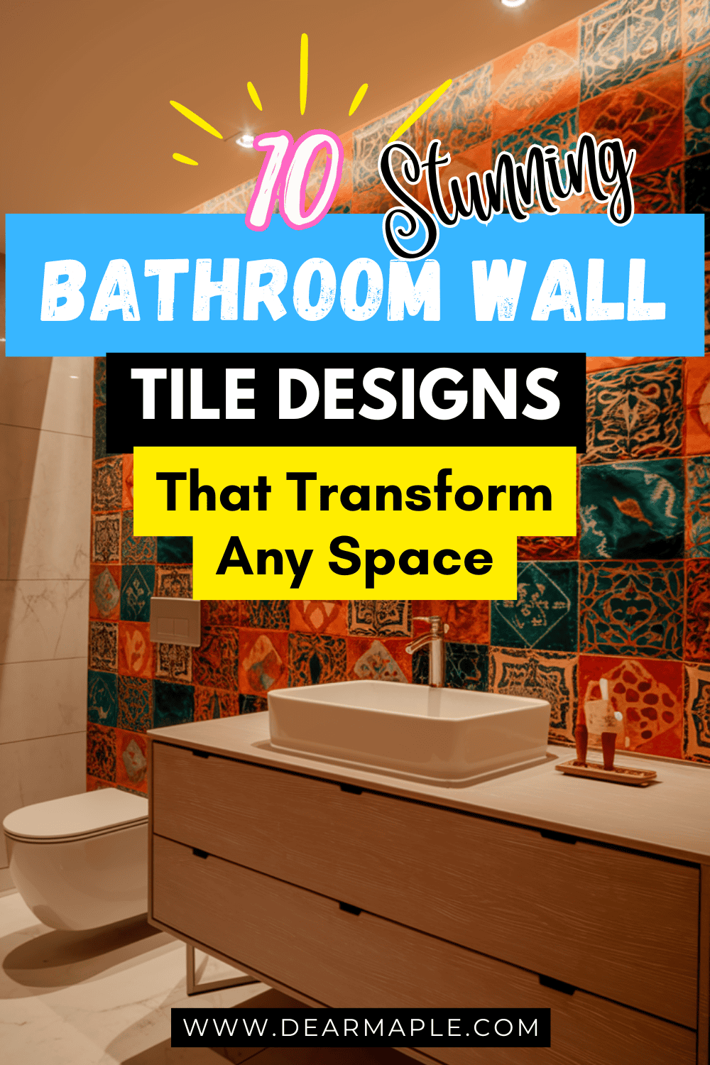 Pinterest pin of bathroom wall tiles design