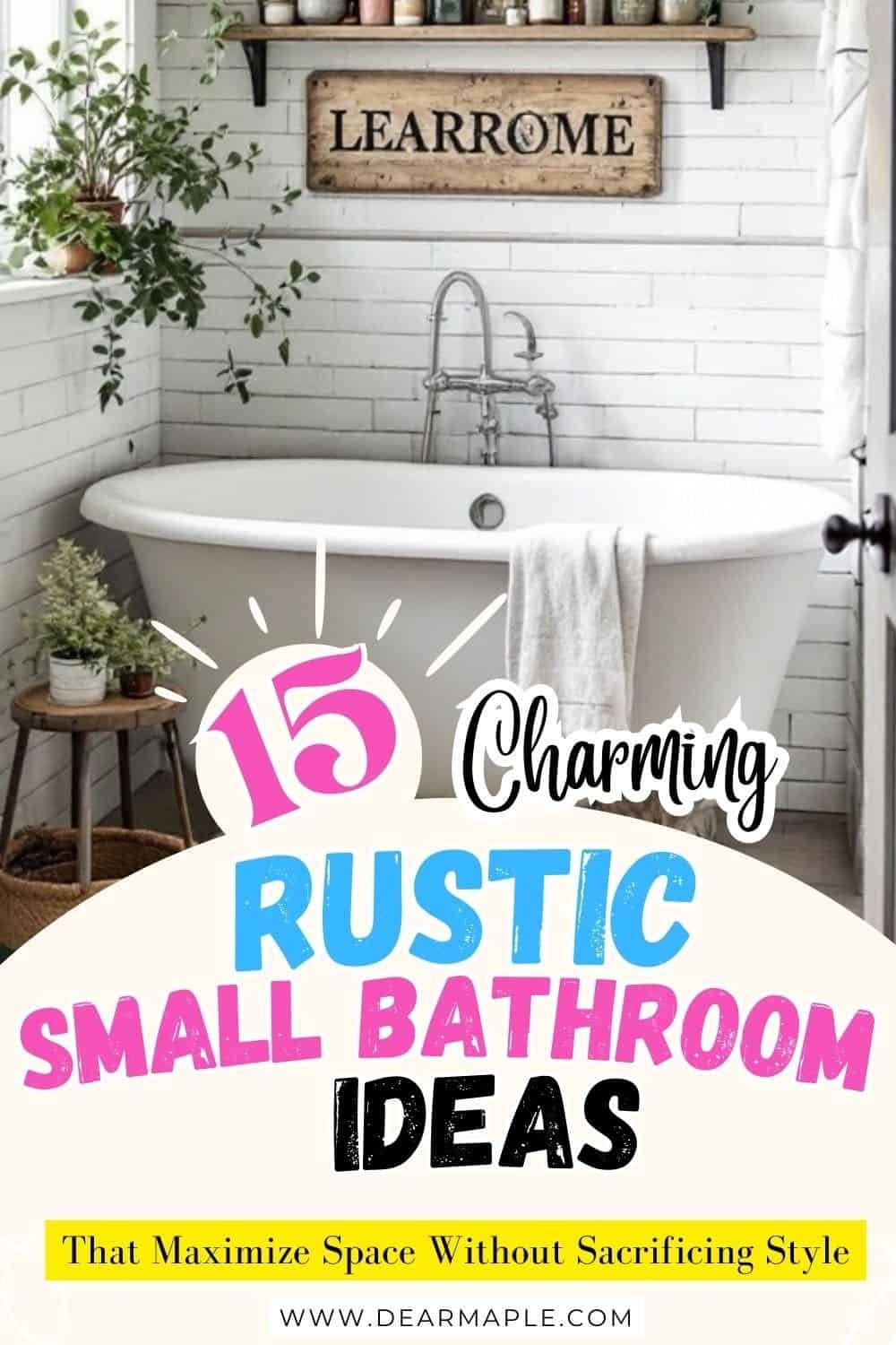 picture of Pinterest pin for rustic small bathroom ideas