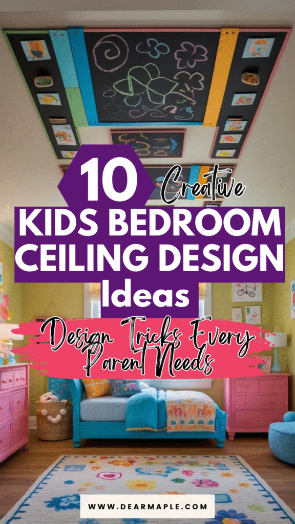 Pinterest pin of Kids Bedroom Ceiling Design