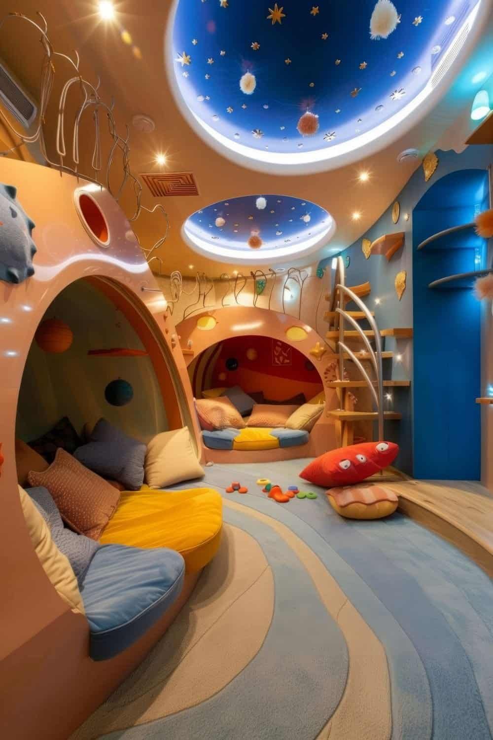 Kids Bedroom Ceiling Design - Children's room with interactive toys.