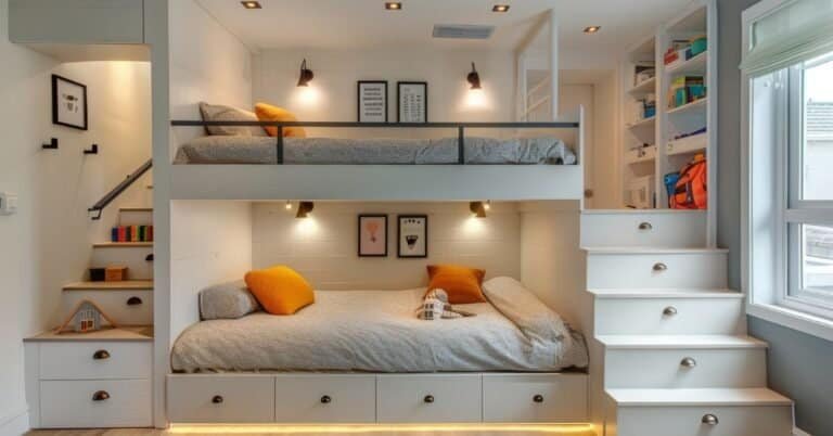 Kids Bedroom Designs -A minimalist kids' bedroom with multifunctional furniture