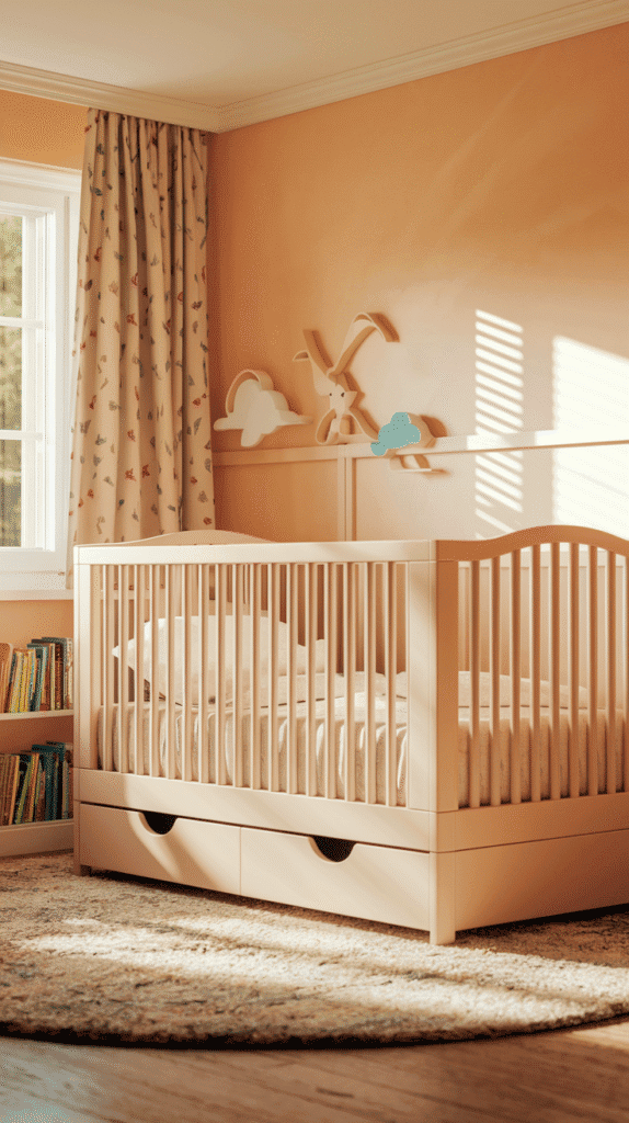 A kids bedroom design featuring convertible furniture to grow with a child.