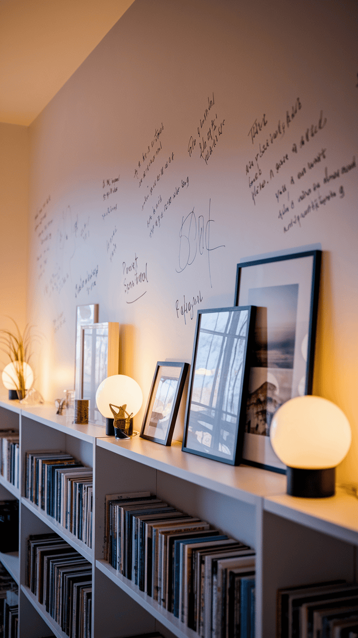 Creativity zones in kids bedroom designs featuring whiteboard walls and art display space.