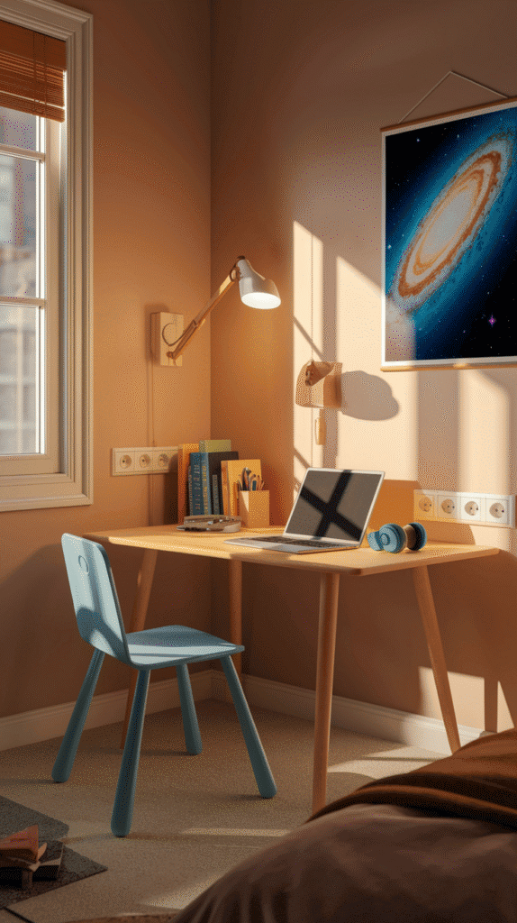 Kids bedroom designs ready for tech integration while maintaining non-tech spaces.