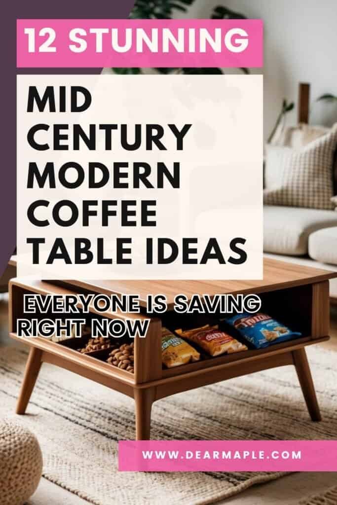 Pinterest pin of Mid Century Modern Coffee Table