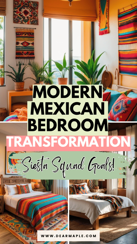 Pinterest pin of Modern Mexican Bedroom