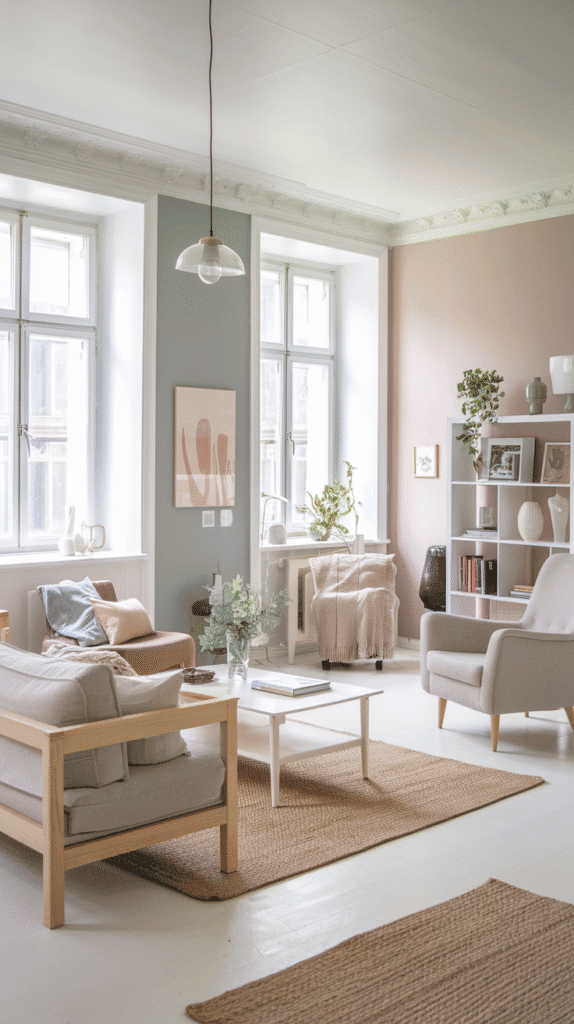 Scandinavian Living Room Nordic Style with light color palette and airy design
