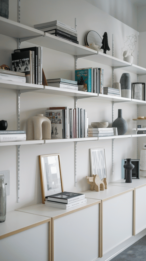 Scandinavian Living Room Nordic Style with wall-mounted storage
