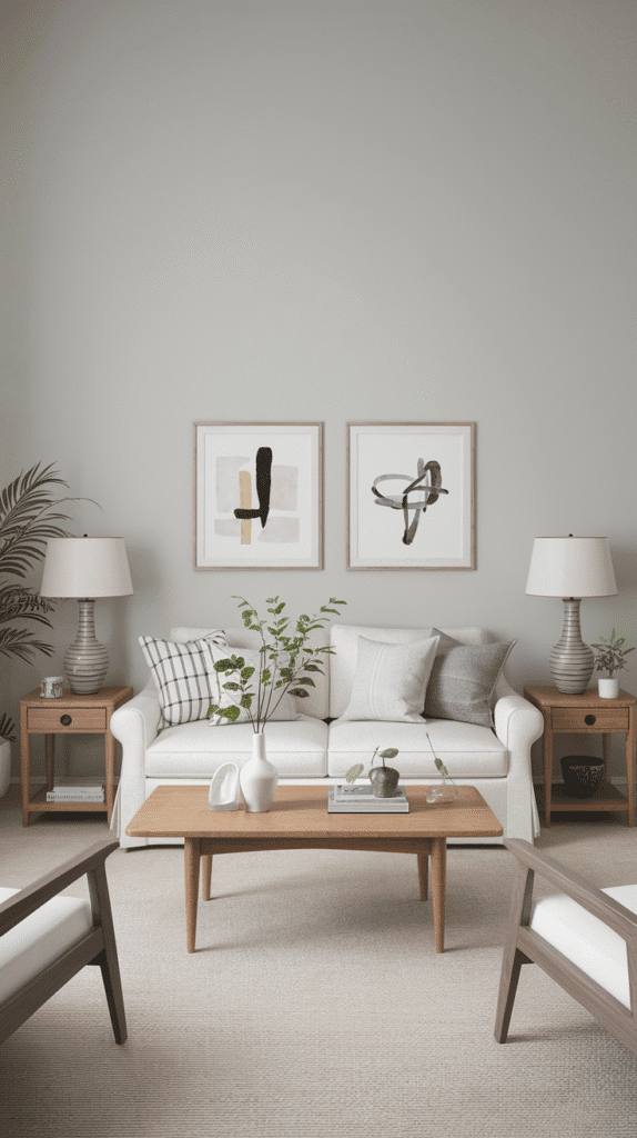 Scandinavian Living Room Nordic Style with symmetrical layout
