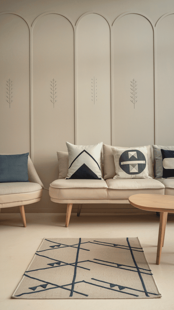 Scandinavian Living Room Nordic Style with Nordic-inspired patterns
