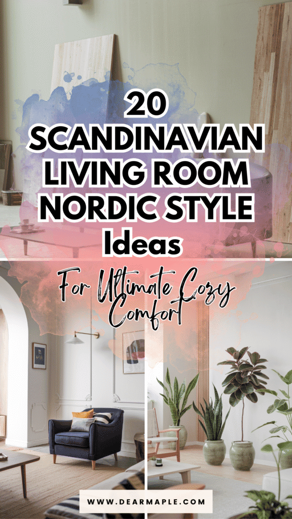 Pinterest pin of Scandinavian Living Room Nordic Style