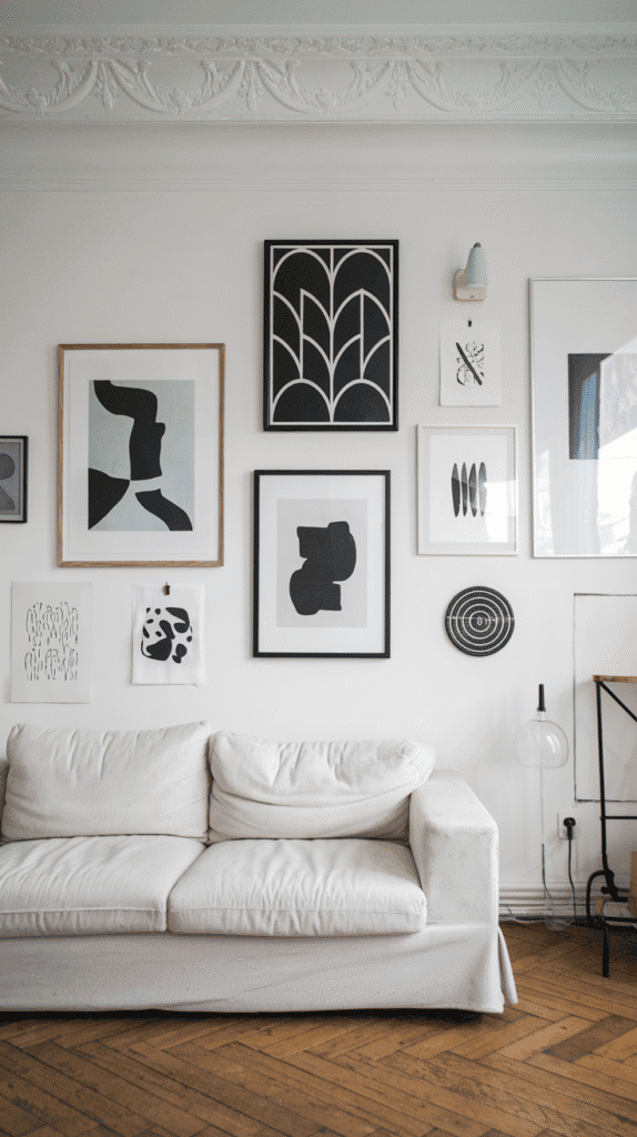Scandinavian Living Room Nordic Style with simple, minimal wall art

