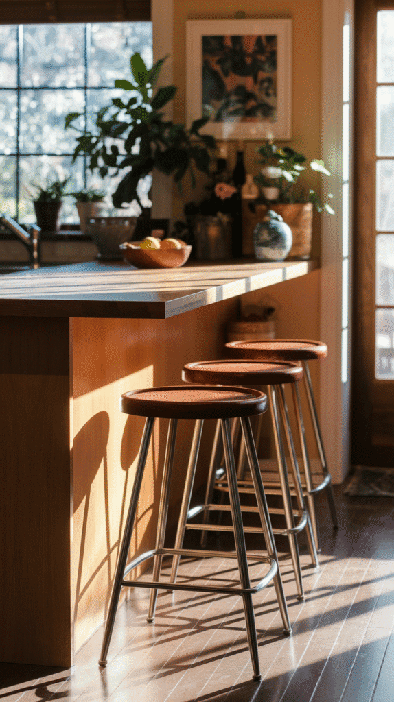 "Breakfast bar in a small L shape kitchen design using the short leg for extra seating."
