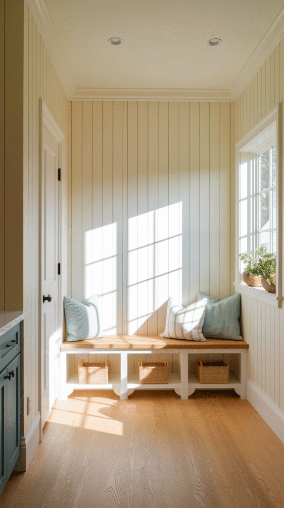 Tiny Laundry Room Ideas utilizing double-duty furniture.