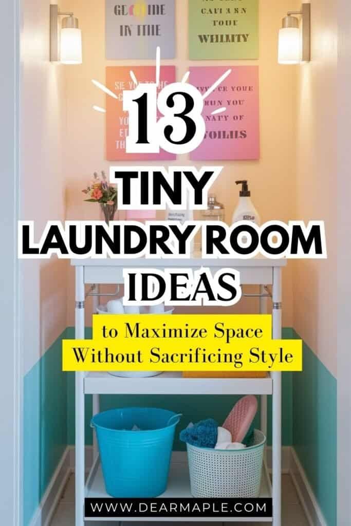 Pinterest pin of Tiny Laundry Room Ideas