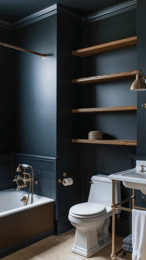 Charcoal painted wall style for black bathroom decor