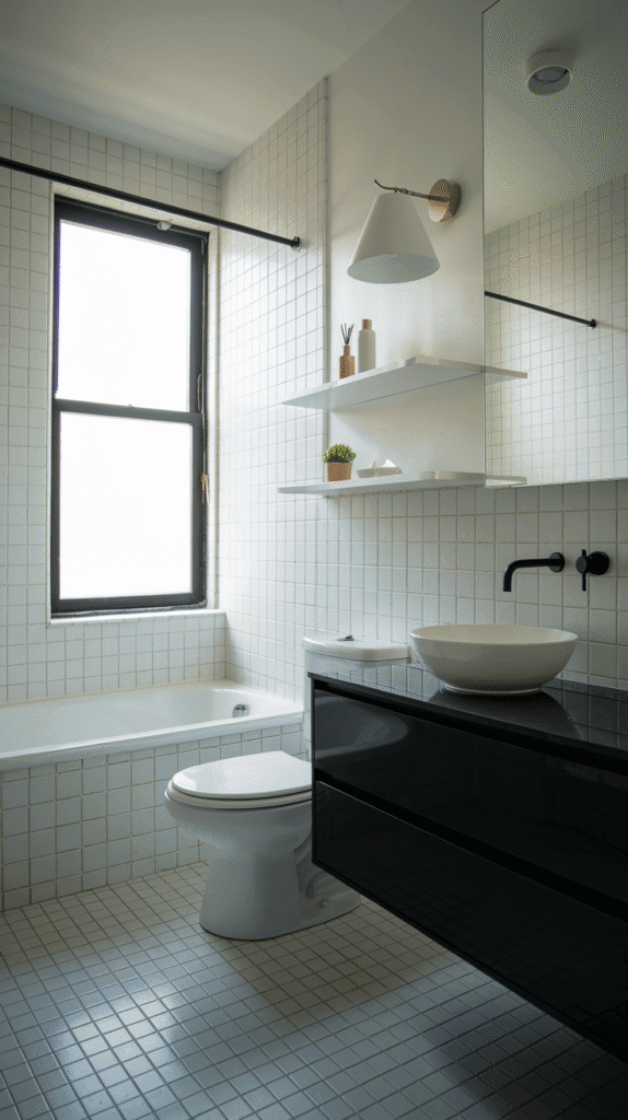 Dramatic all-black design concept in black bathroom decor