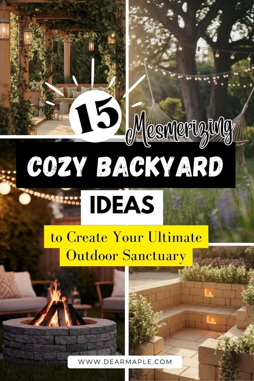 Picture of Pinterest pin of cozy backyard ideas