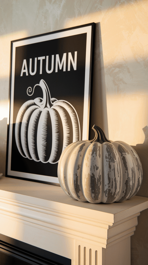 fall fireplace mantel decorating ideas modern statement piece