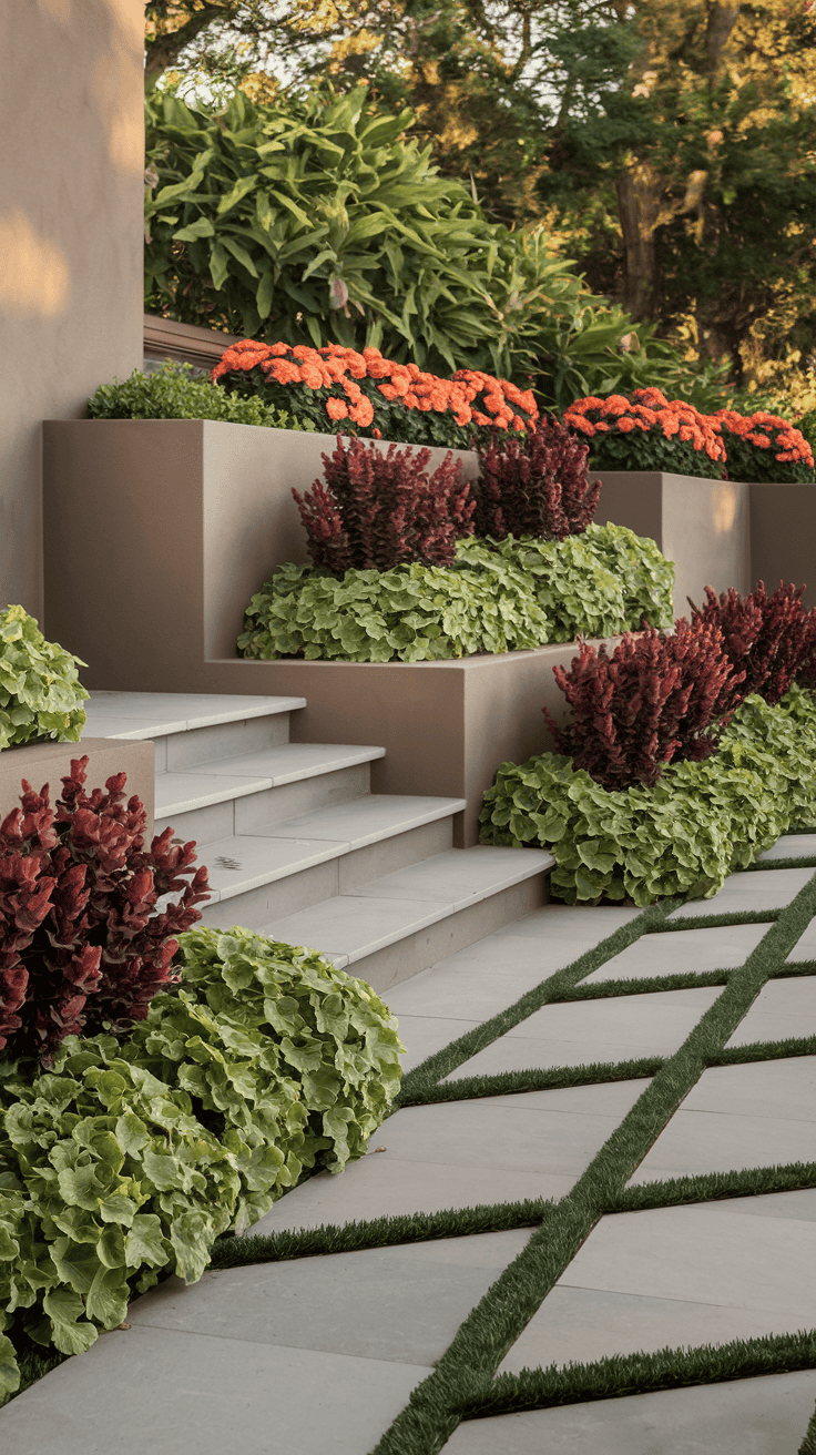 Refined color scheme elevating front of house landscape ideas with a designer-inspired approach to plant and material selection