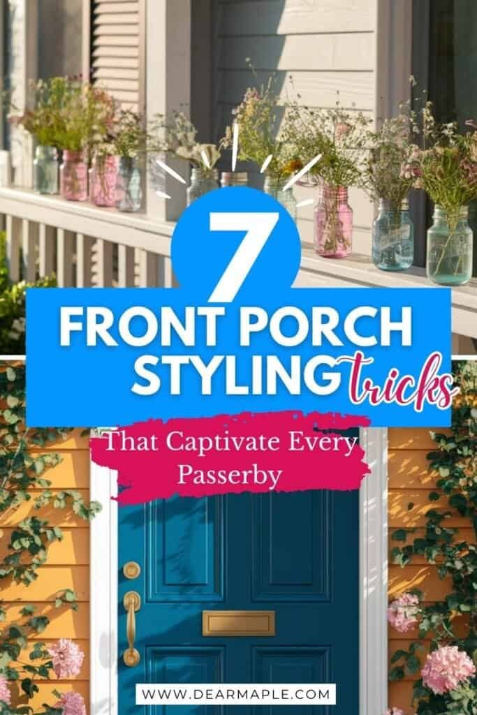 Pinterest pin of front porch styling