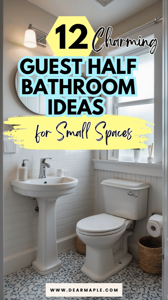 Pinterest pin of guest half bathroom ideas