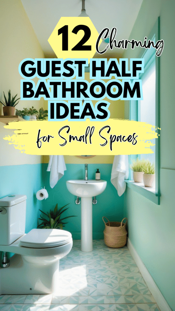 Pinterest pin of guest half bathroom ideas