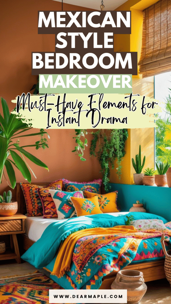 Pinterest pin of mexican style bedroom