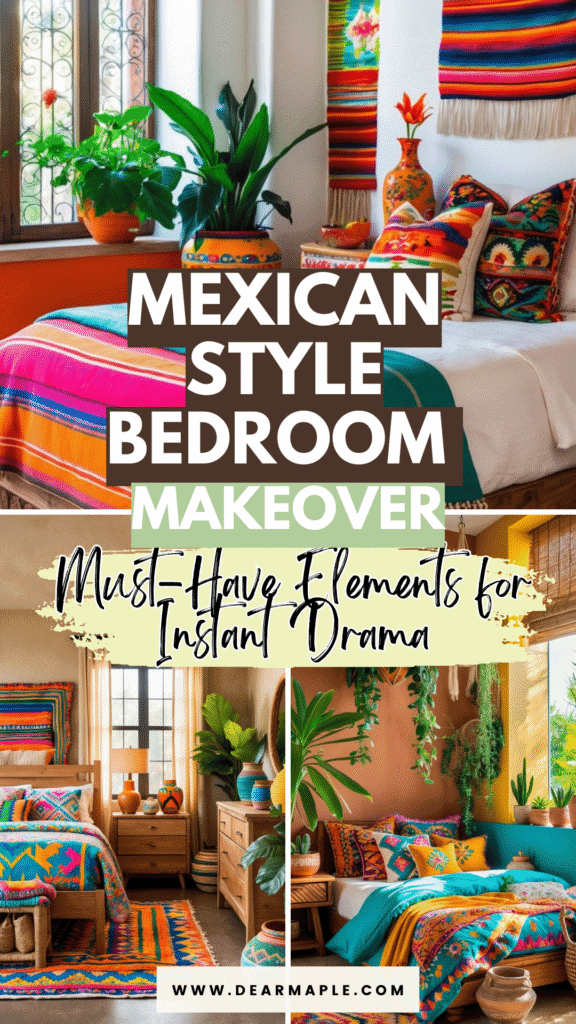 Pinterest pin of mexican style bedroom