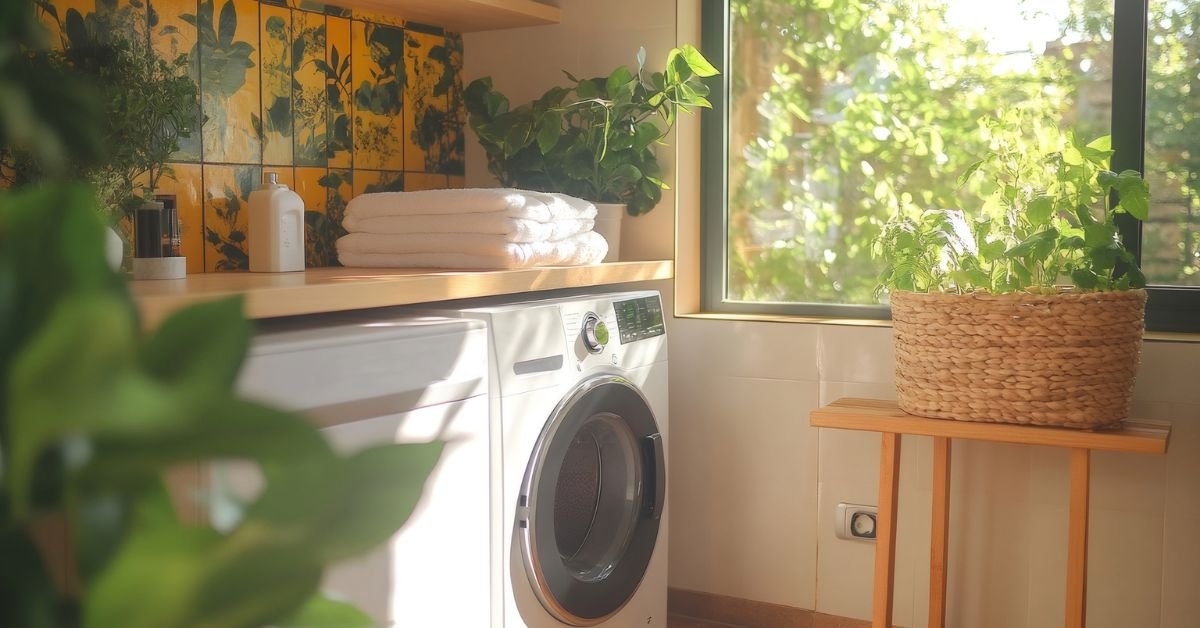 mini Laundry Room ideas - Cozy laundry room with natural light and greenery