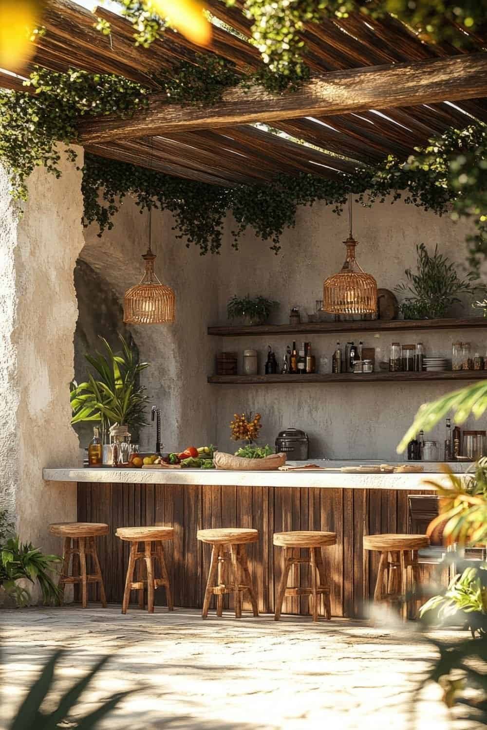 outdoor kitchen patio-Beautiful rustic outdoor kitchen