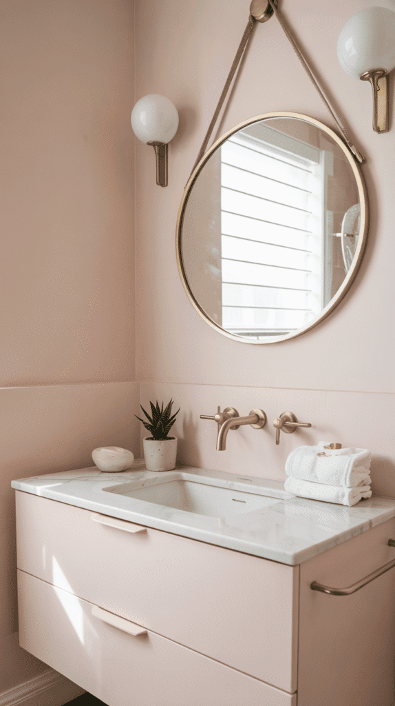 blush pink walls modern design – pink bathroom decor