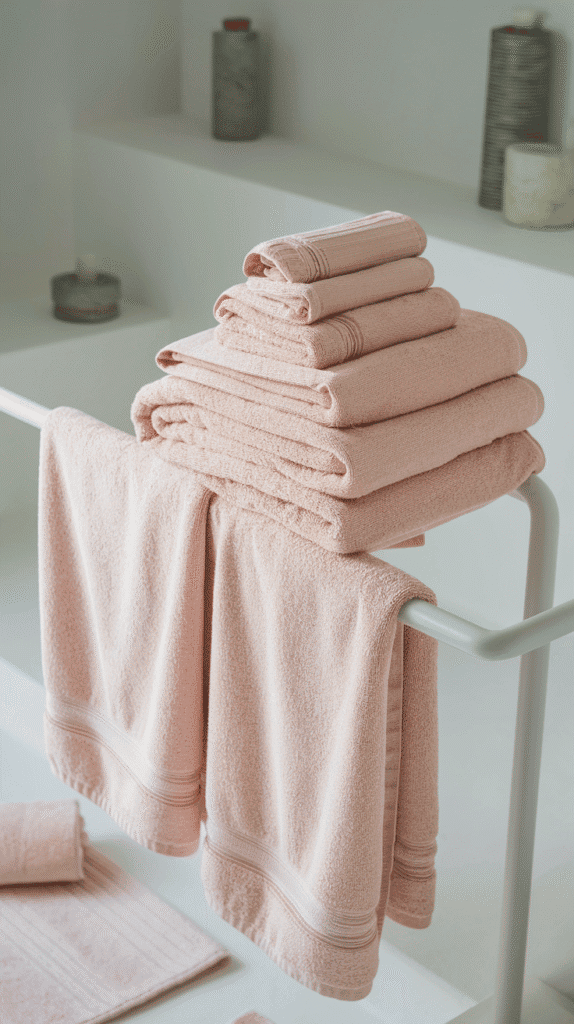 pink towels spa aesthetic – pink bathroom decor