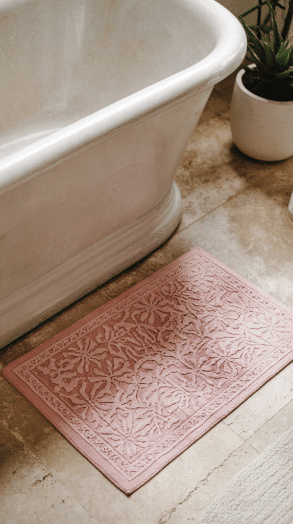 pink bath rug cozy feel – pink bathroom decor