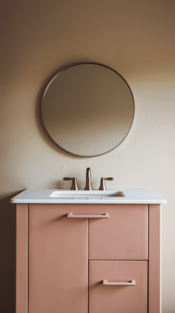 blush pink vanity setup – pink bathroom decor
