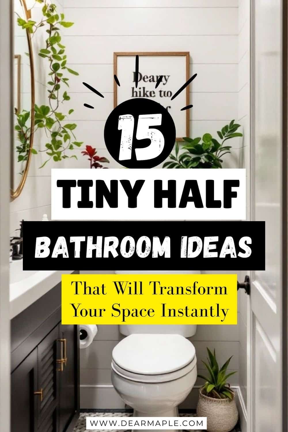 Picture of Pinterest pin for tiny half bathroom ideas