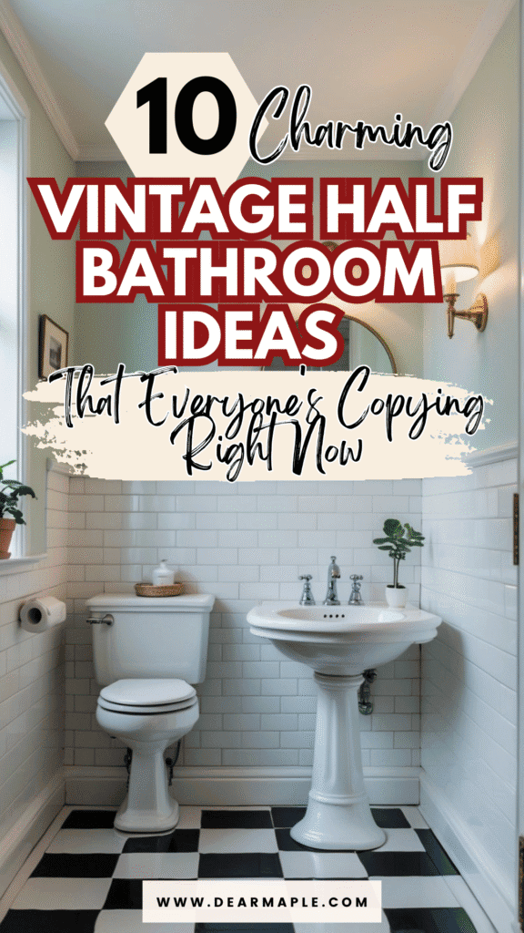 Pinterest pin of vintage half bathroom ideas