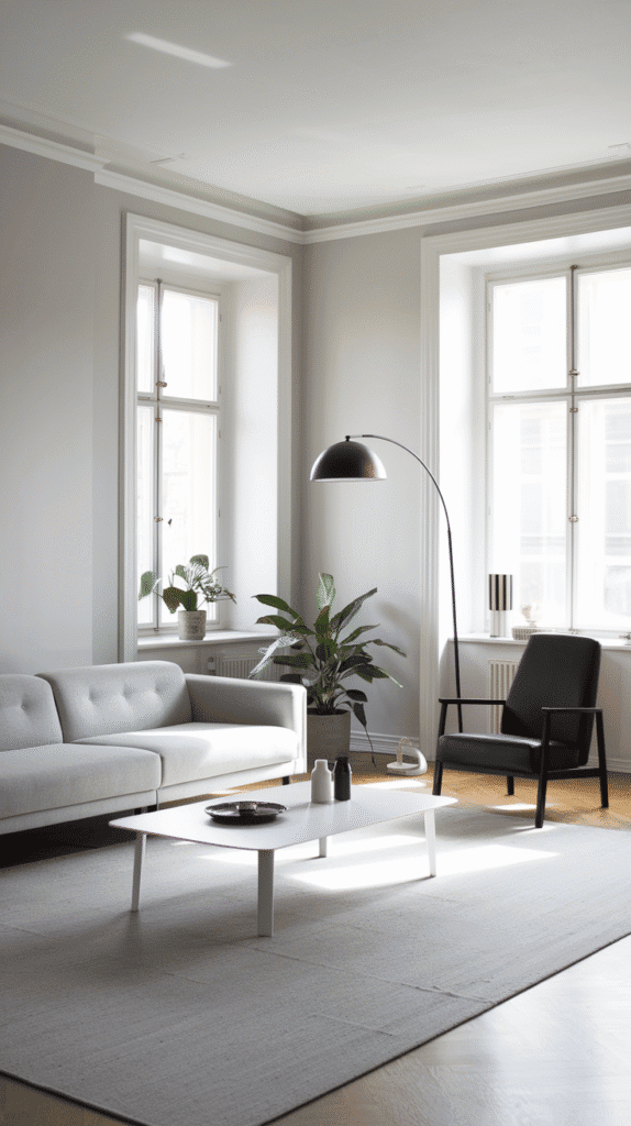 grey and neutral living room with modern minimalist style
