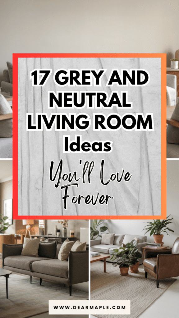 Pinterest pin of Grey And Neutral Living Room