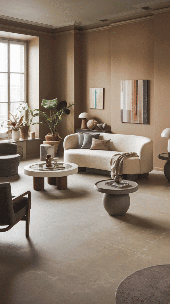 grey and neutral living room with greige walls and decor
