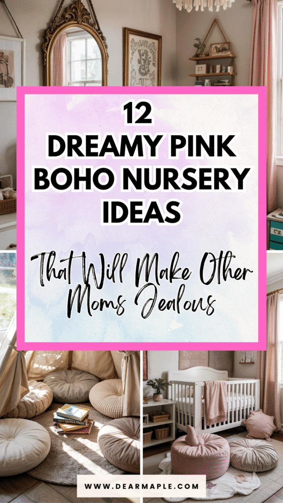 Pinterest pin of Pink Boho Nursery