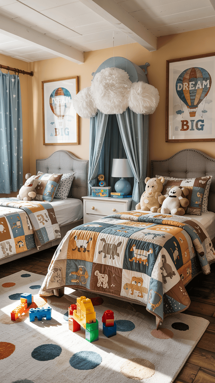 Featured image of a creatively designed shared room for two kids with colorful decor - Small Kids Bedroom Ideas for 2.